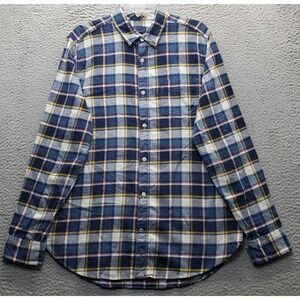 Gap Flannel Shirt Mens L Multi Plaid Regular Fit Long Sleeve Collared Button Up